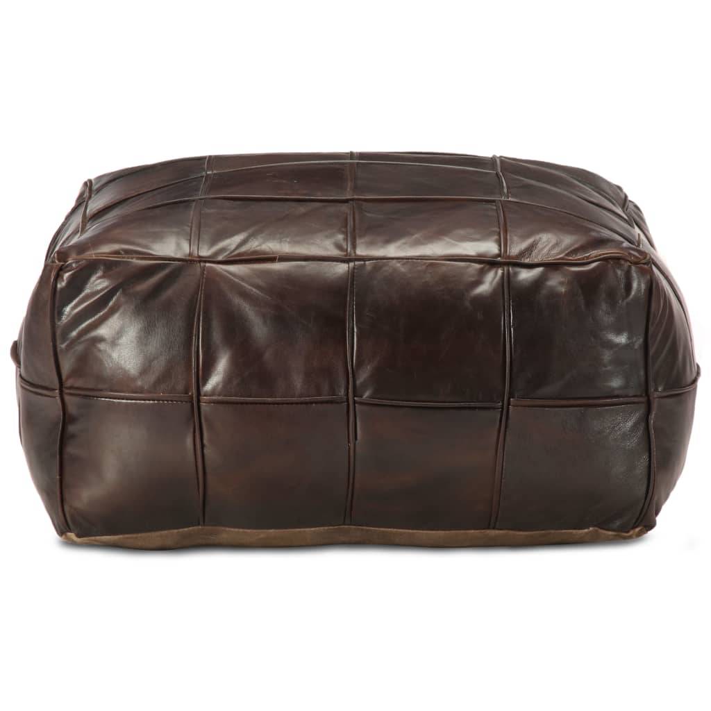 vidaXL Pouf Dunkelbraun 60 x 60 x 30 cm Echtes Ziegenleder