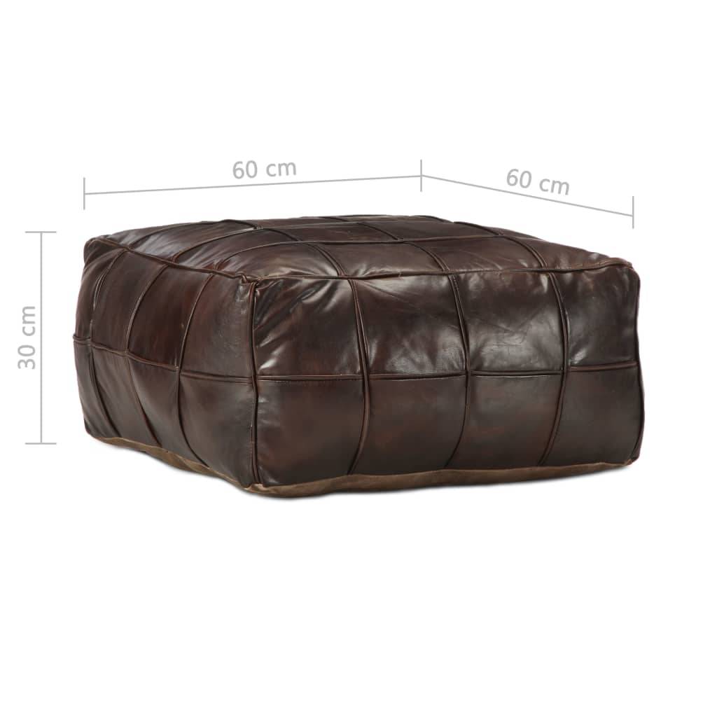 vidaXL Pouf Dunkelbraun 60 x 60 x 30 cm Echtes Ziegenleder