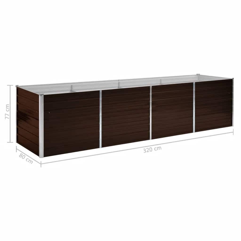 vidaXL Garten-Hochbeet Braun 320 x 80 x 77 cm Verzinkter Stahl