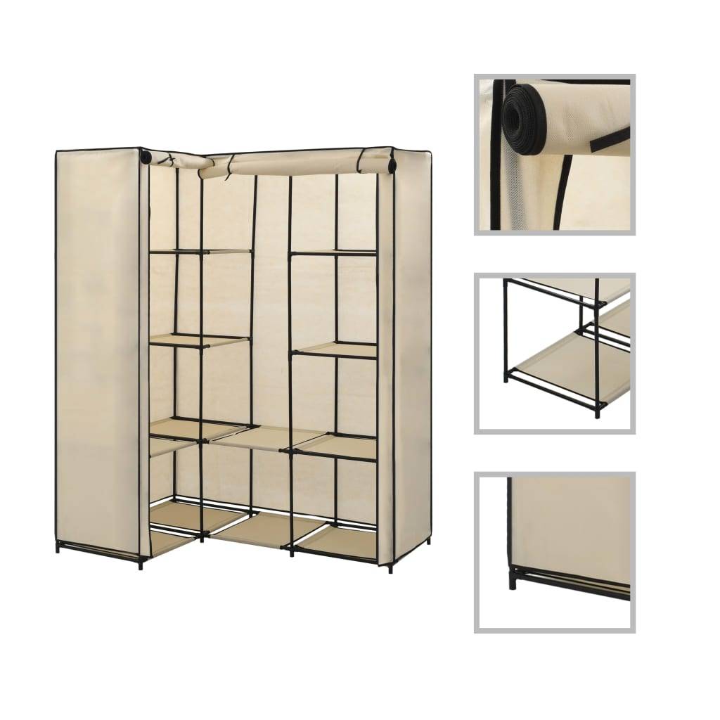 vidaXL Eckkleiderschrank Creme 130 x 87 x 169 cm
