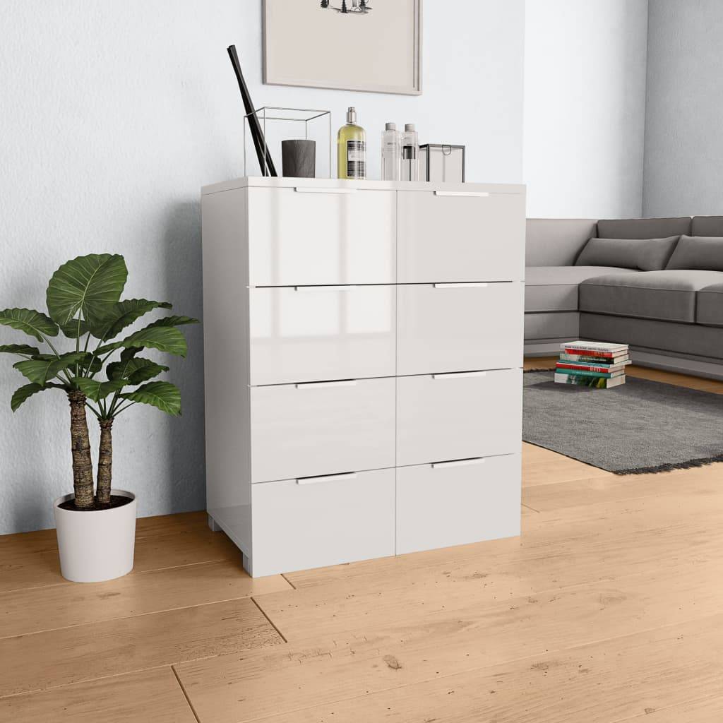 vidaXL Sideboard Hochglanz-Weiß 60x35x80 cm Holzwerkstoff