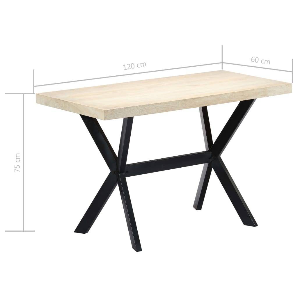 vidaXL Esstisch Weiß 120x60x75 cm Massivholz Mango