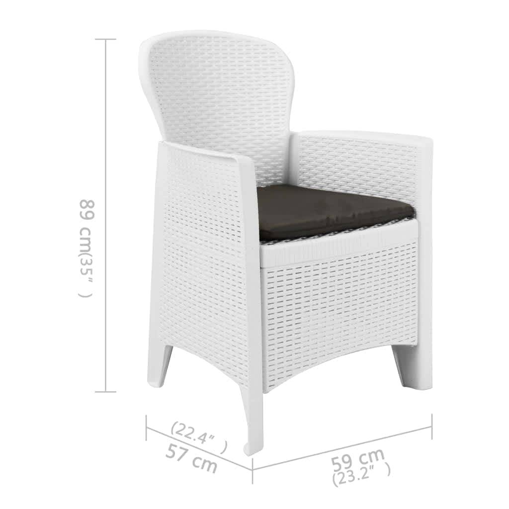 vidaXL 5-tlg. Garten-Essgruppe Kunststoff Weiß Rattan-Optik