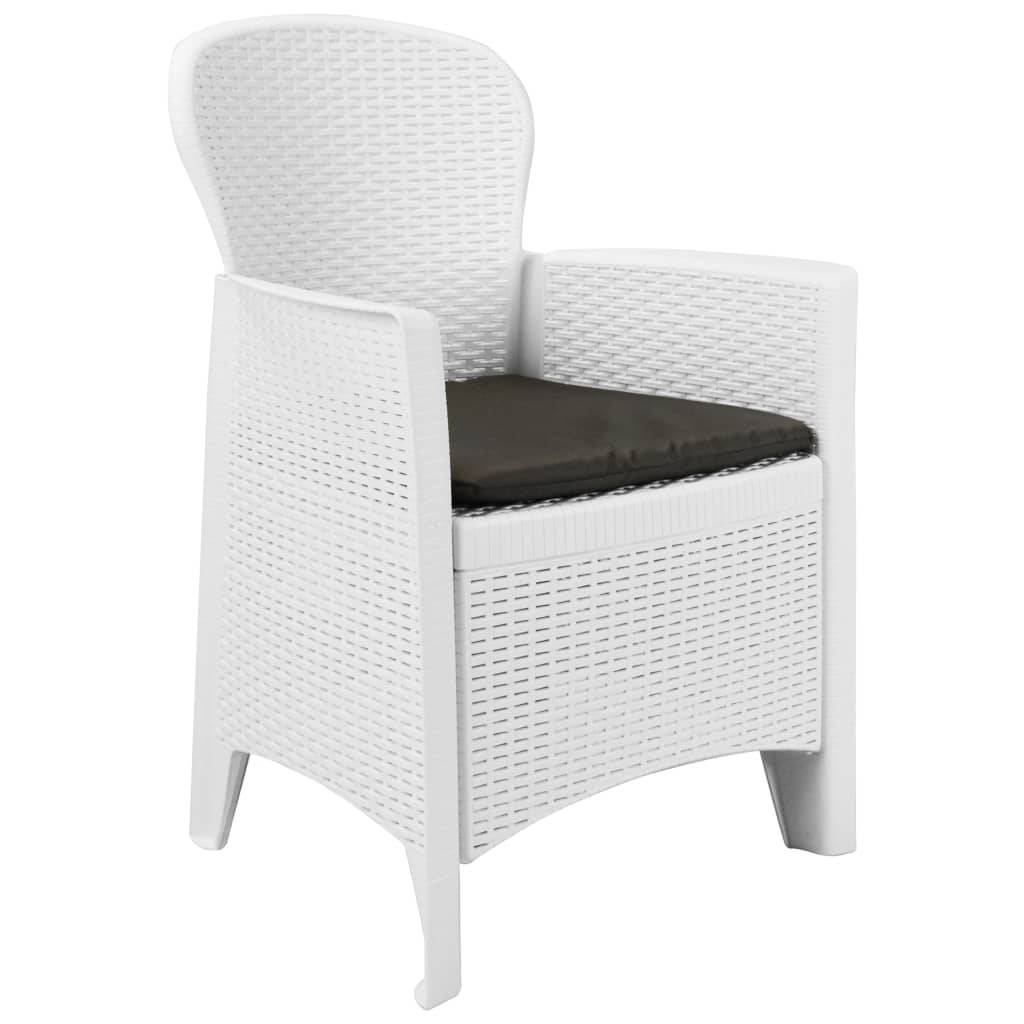 vidaXL 5-tlg. Garten-Essgruppe Kunststoff Weiß Rattan-Optik