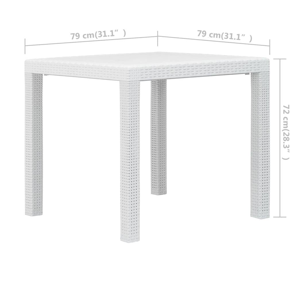 vidaXL Gartentisch Weiß 79x79x72 cm Kunststoff Rattan-Optik