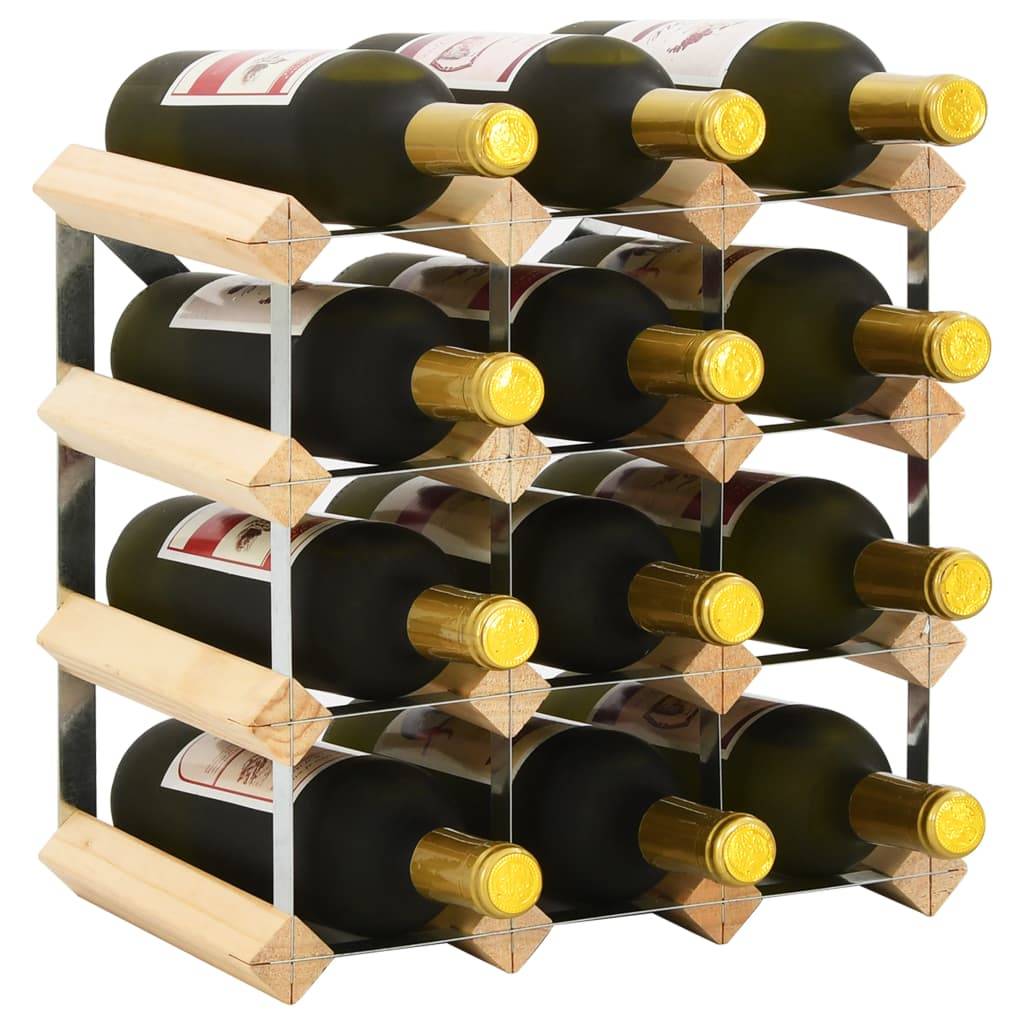 vidaXL Weinregal für 12 Flaschen Massivholz Kiefer
