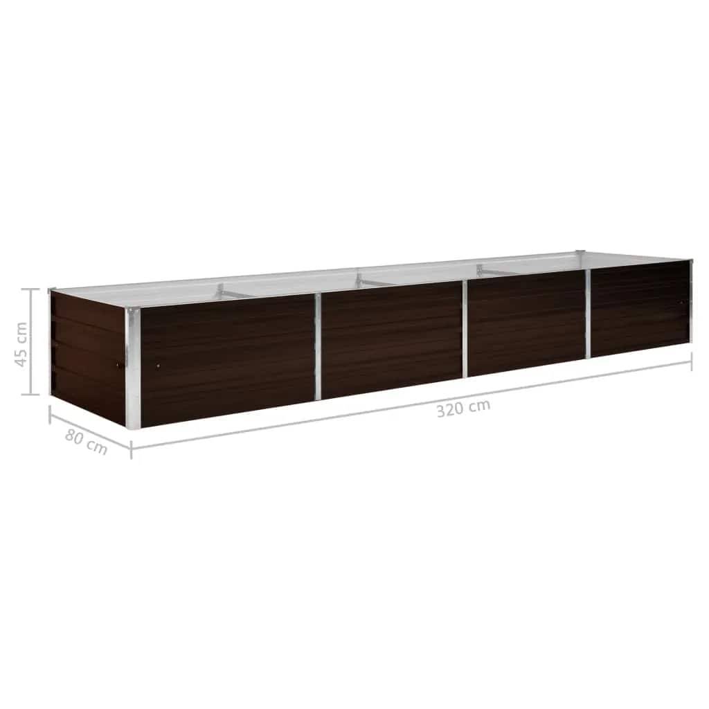 vidaXL Garten-Hochbeet Braun 320 x 80 x 45 cm Verzinkter Stahl