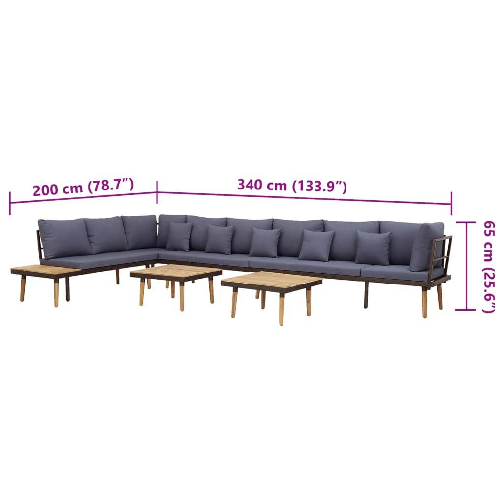 vidaXL Garten-Lounge-Set 8-Sitzer mit Kissen Massivholz Akazie