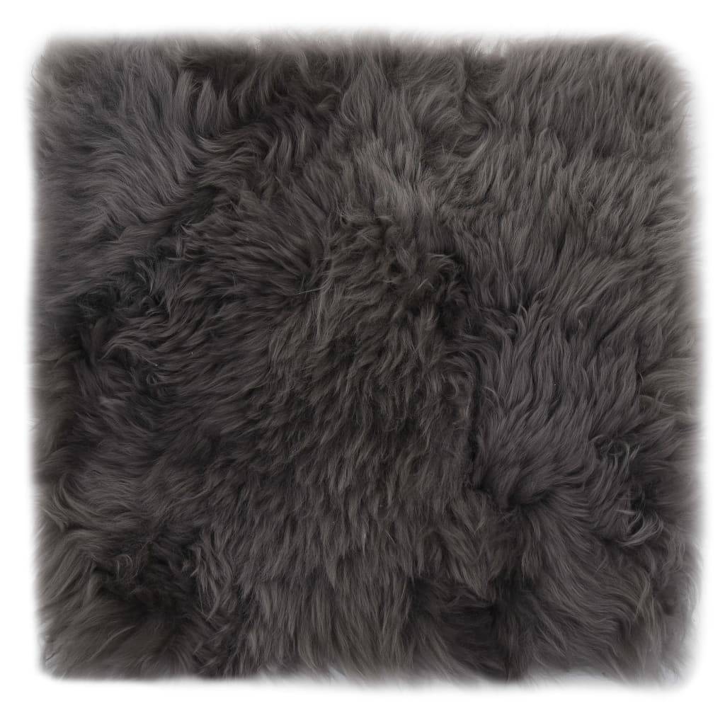 vidaXL Sitzkissen 2 Stk. Hellgrau 40x40 cm Echter Schafspelz