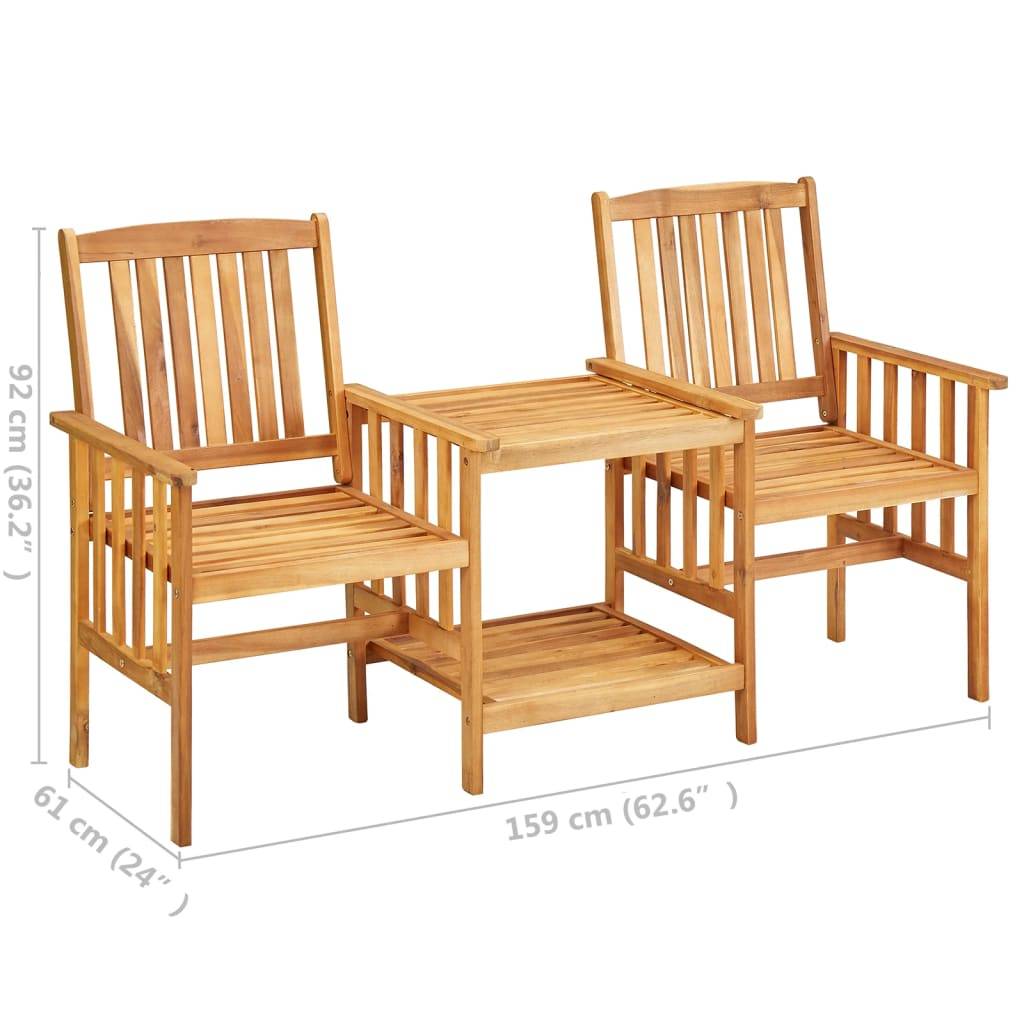 vidaXL Gartenstühle mit Teetisch 159x61x92 cm Massivholz Akazie