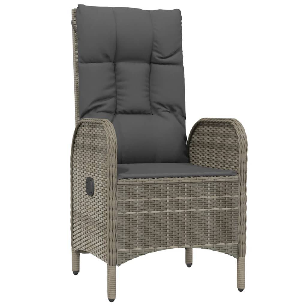 vidaXL 7-tlg. Garten-Essgruppe mit Kissen Grau Poly Rattan