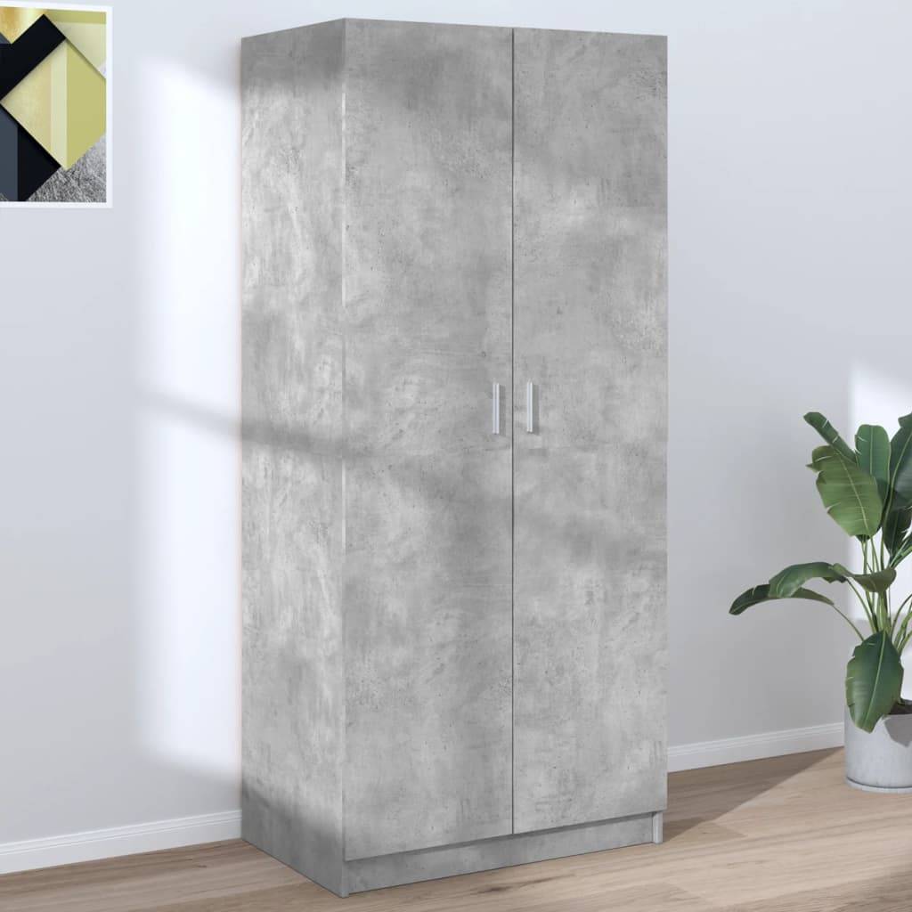 vidaXL Kleiderschrank Betongrau 80x52x180 cm Holzwerkstoff