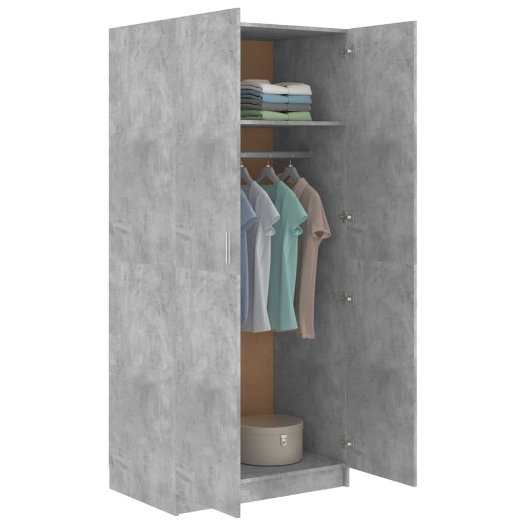vidaXL Kleiderschrank Betongrau 80x52x180 cm Holzwerkstoff