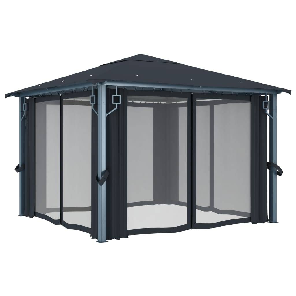 vidaXL Pavillon mit Vorhängen 300×300 cm Anthrazit Aluminium