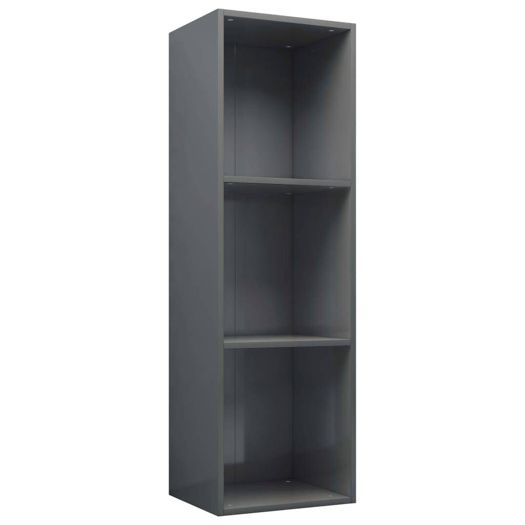 vidaXL Bücherregal/TV-Schrank Hochglanz-Grau 36x30x114cm Holzwerkstoff