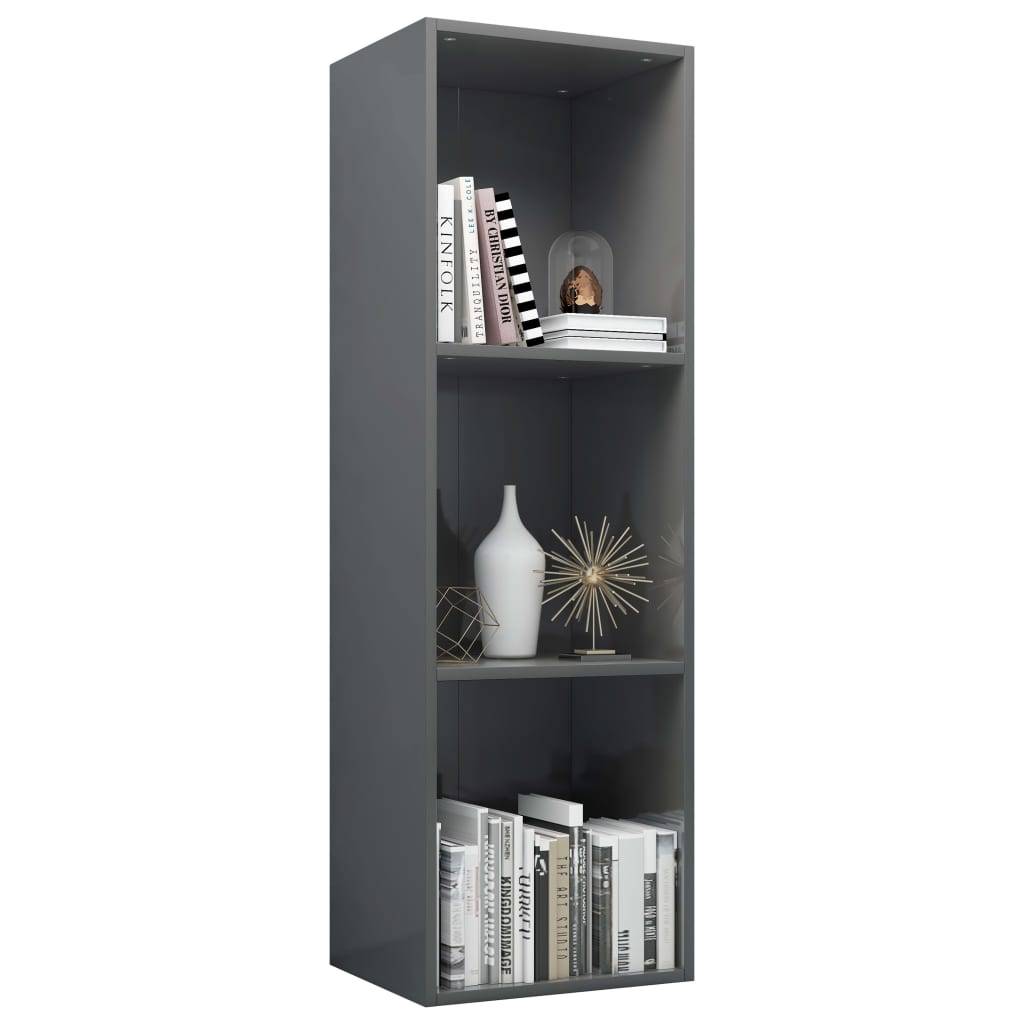 vidaXL Bücherregal/TV-Schrank Hochglanz-Grau 36x30x114cm Holzwerkstoff