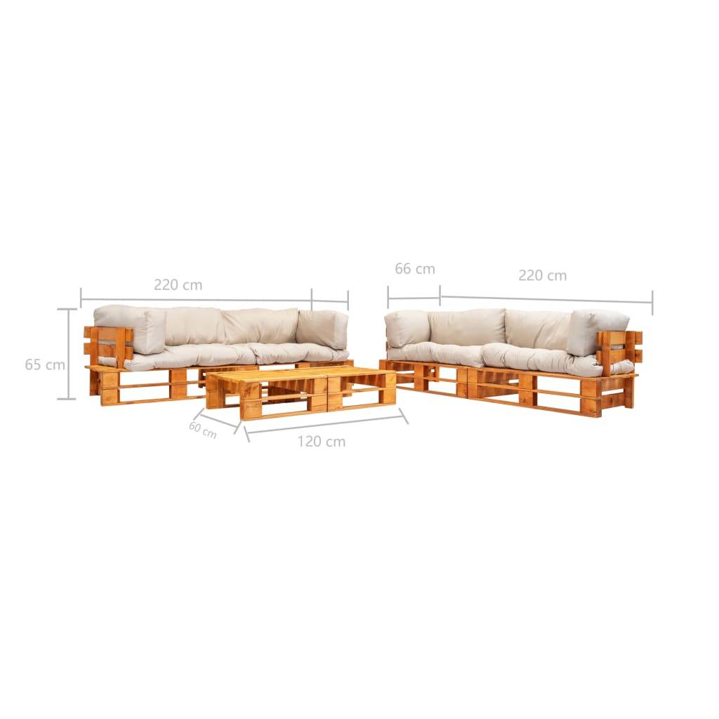 vidaXL 6-tlg. Paletten-Lounge-Set mit Kissen in Sandfarben Holz
