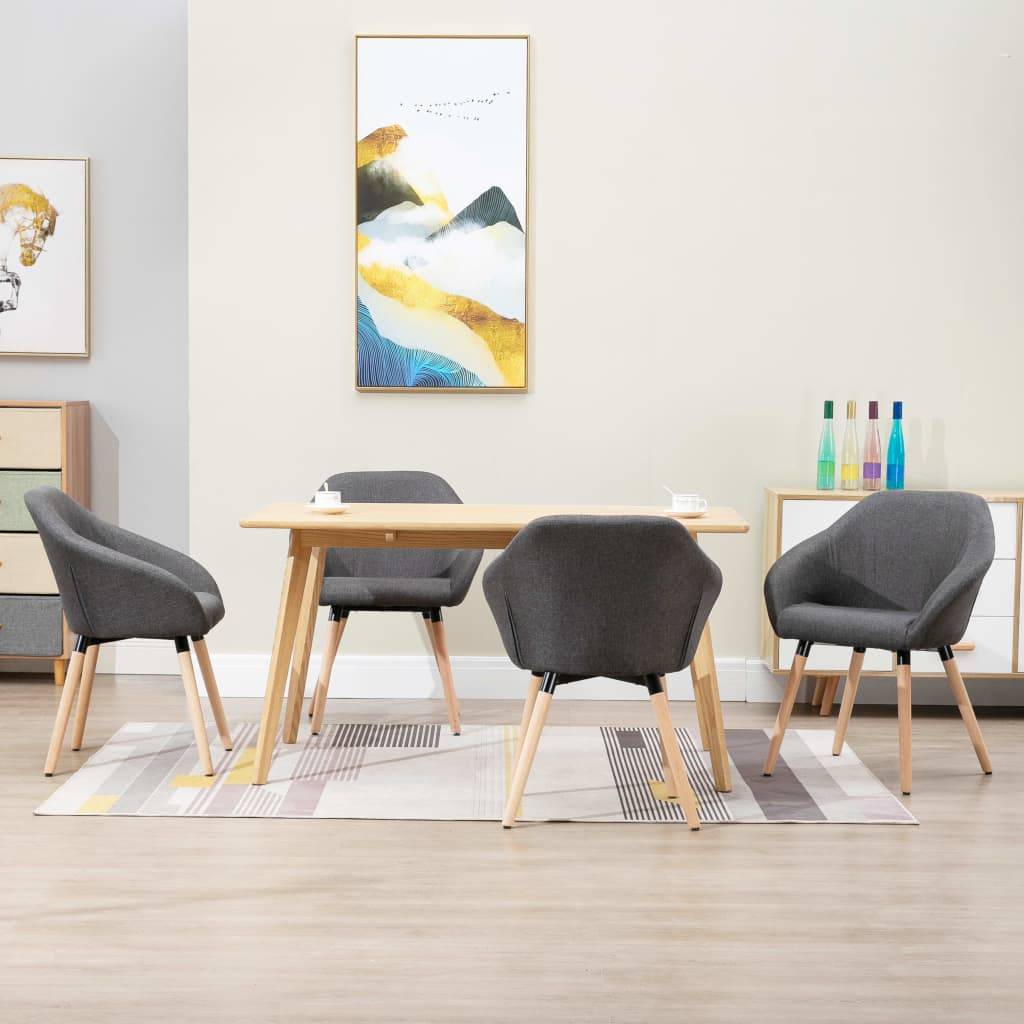 vidaXL Esszimmerstühle 4 Stk. Dunkelgrau Stoff