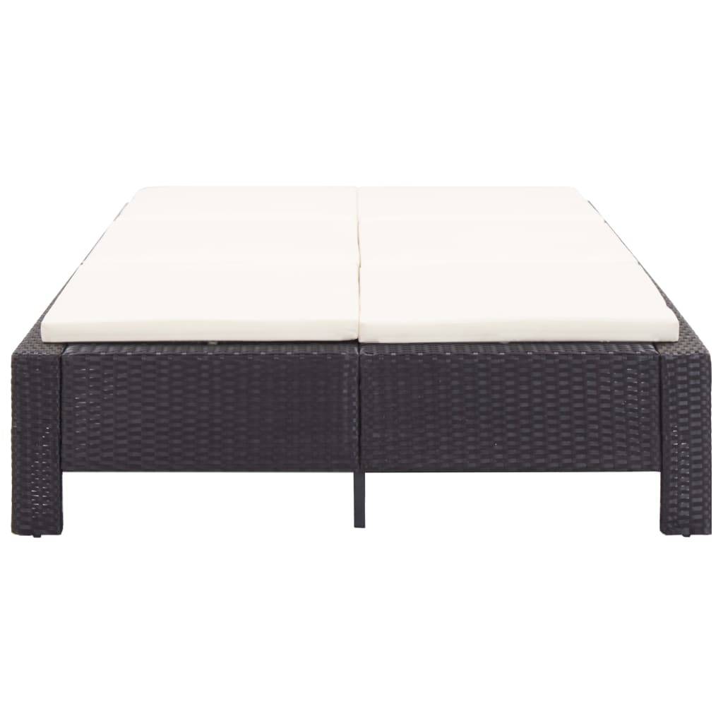 vidaXL 2-Personen-Sonnenliege mit Auflage Schwarz Poly Rattan