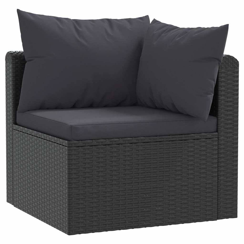 vidaXL 7-tlg. Garten-Lounge-Set mit Auflagen Poly Rattan Schwarz