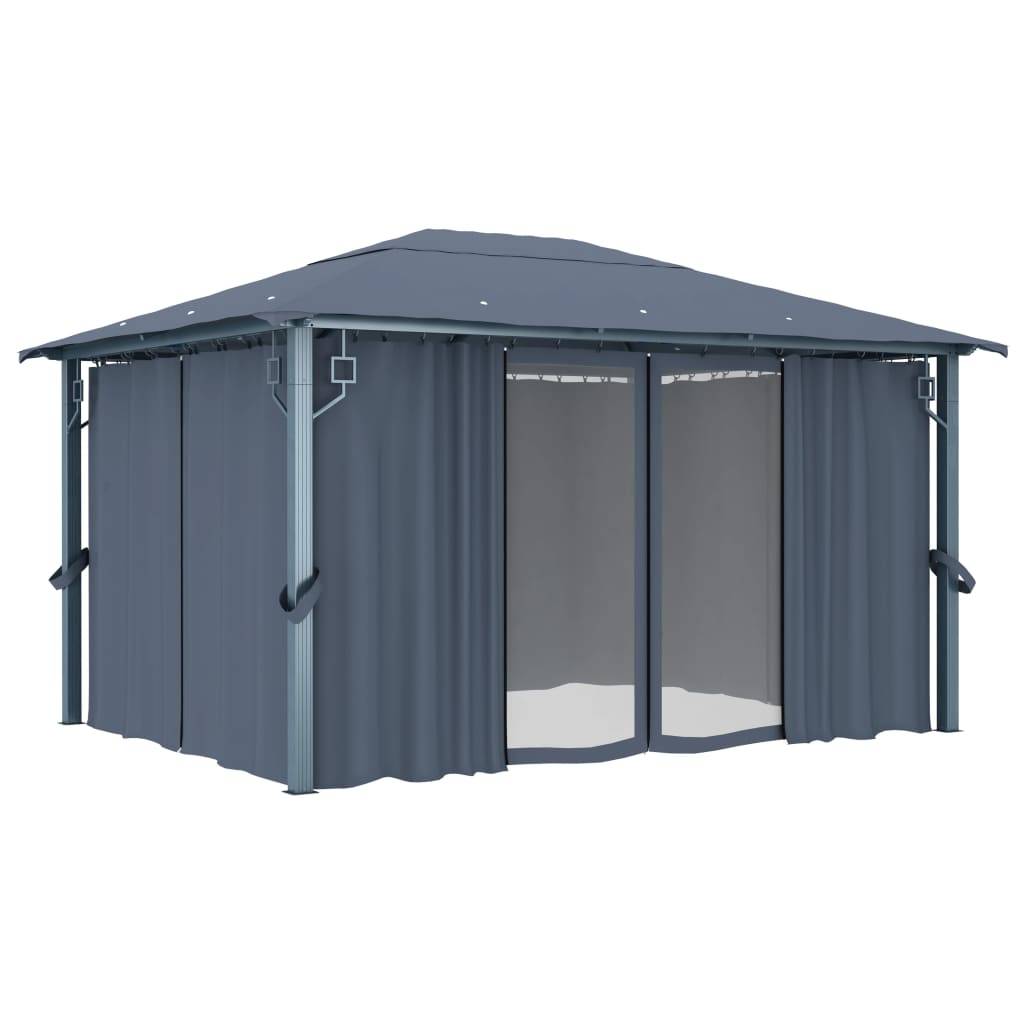 vidaXL Pavillon mit Vorhängen 400×300 cm Anthrazit Aluminium