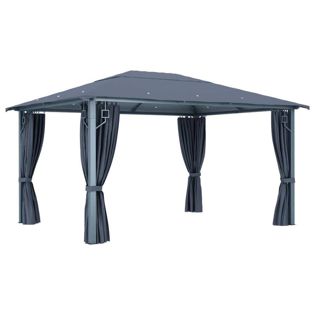 vidaXL Pavillon mit Vorhängen 400×300 cm Anthrazit Aluminium
