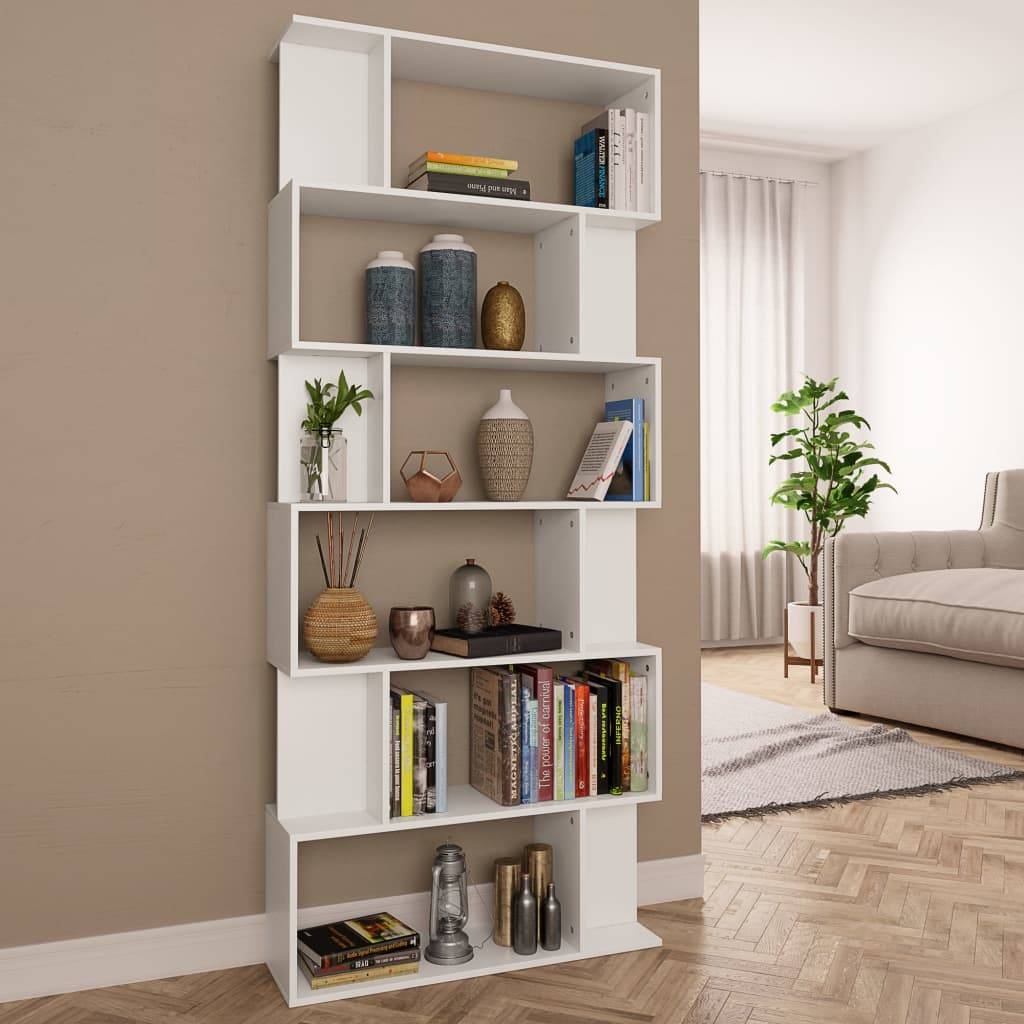 vidaXL Bücherregal/Raumteiler Weiß 80x24x192 cm Holzwerkstoff