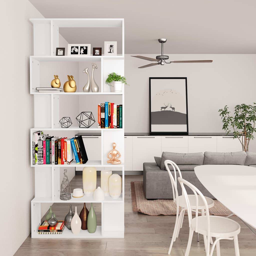 vidaXL Bücherregal/Raumteiler Weiß 80x24x192 cm Holzwerkstoff