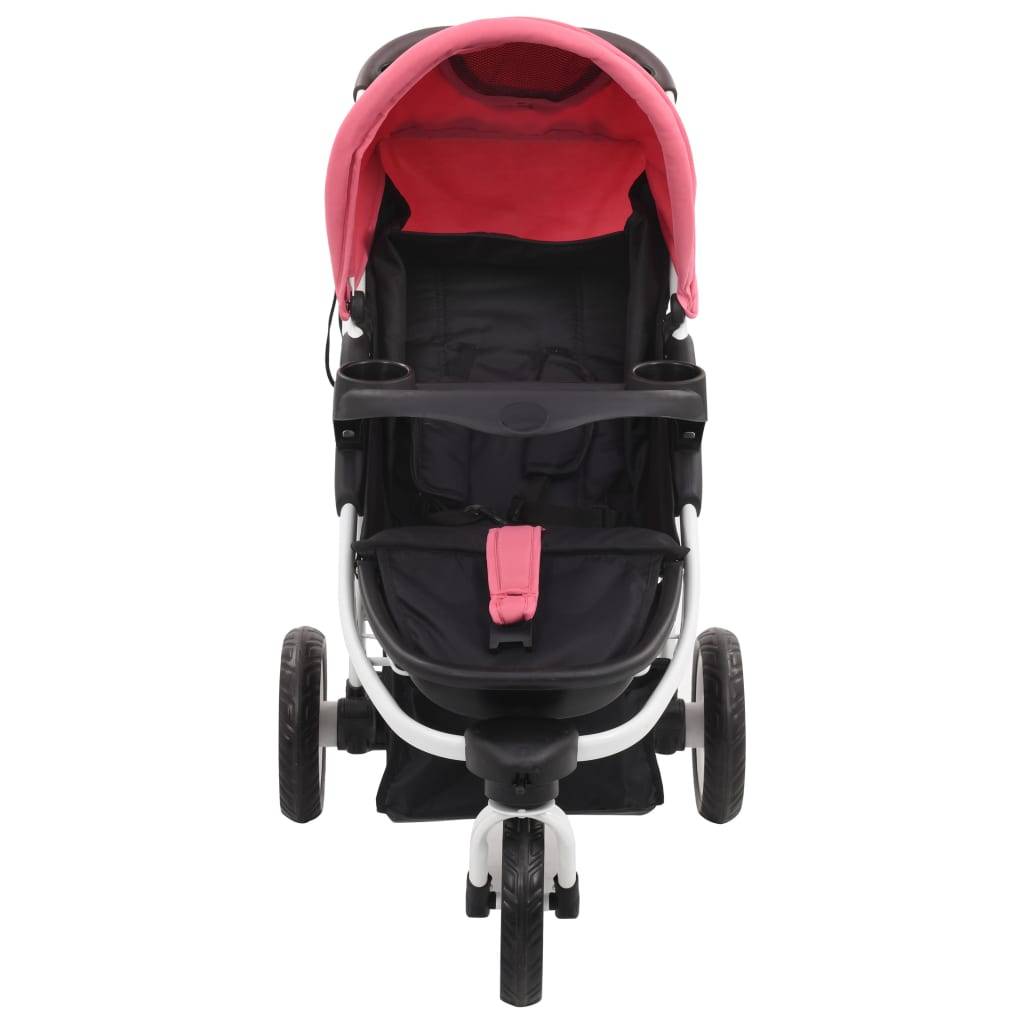 vidaXL 3-Rad-Kinderwagen Rosa und Schwarz