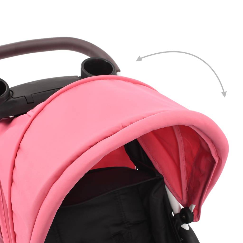 vidaXL 3-Rad-Kinderwagen Rosa und Schwarz