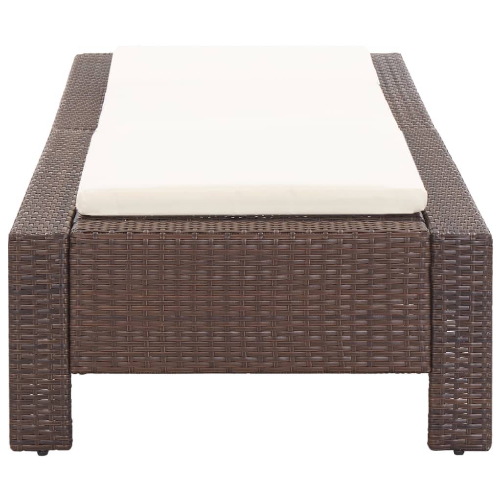 vidaXL Sonnenliege mit Auflage Braun Poly Rattan