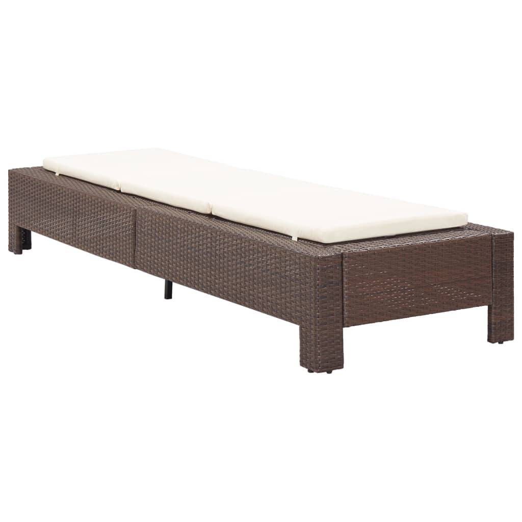 vidaXL Sonnenliege mit Auflage Braun Poly Rattan