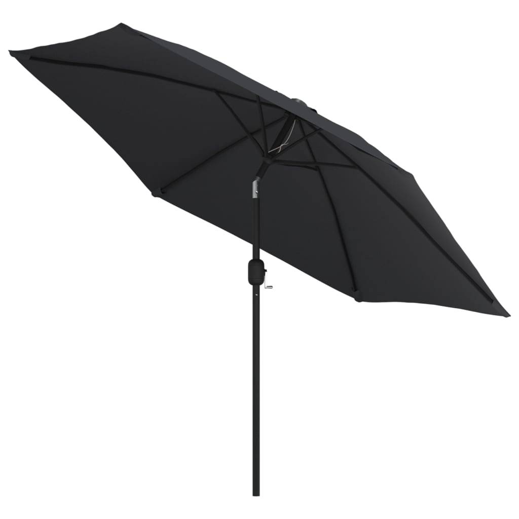 vidaXL Sonnenschirm mit LED-Leuchten und Stahlmast 300 cm Schwarz