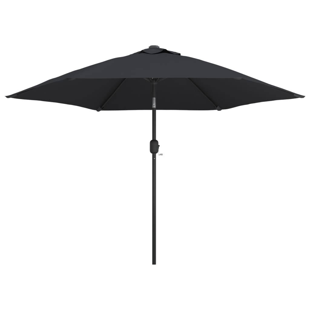 vidaXL Sonnenschirm mit LED-Leuchten und Stahlmast 300 cm Schwarz