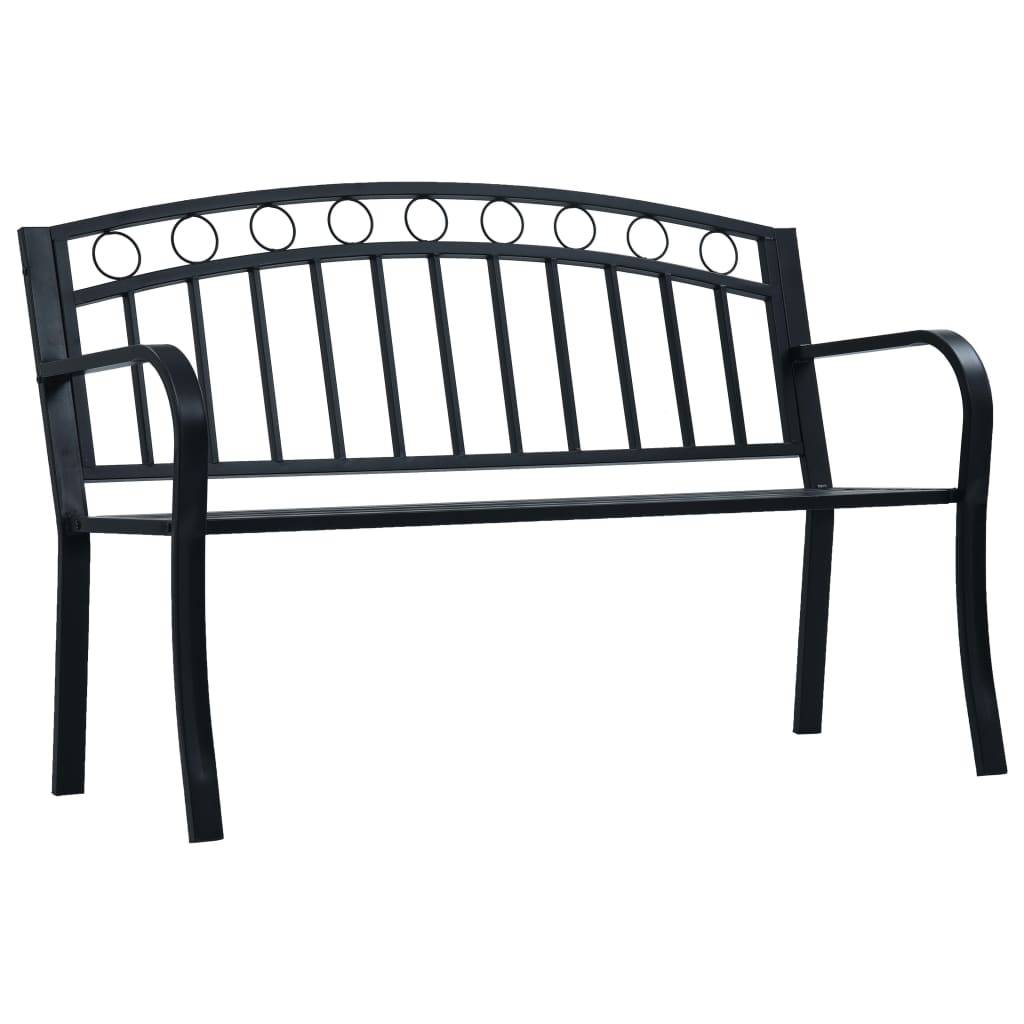 vidaXL Gartenbank 125 cm Schwarz Stahl