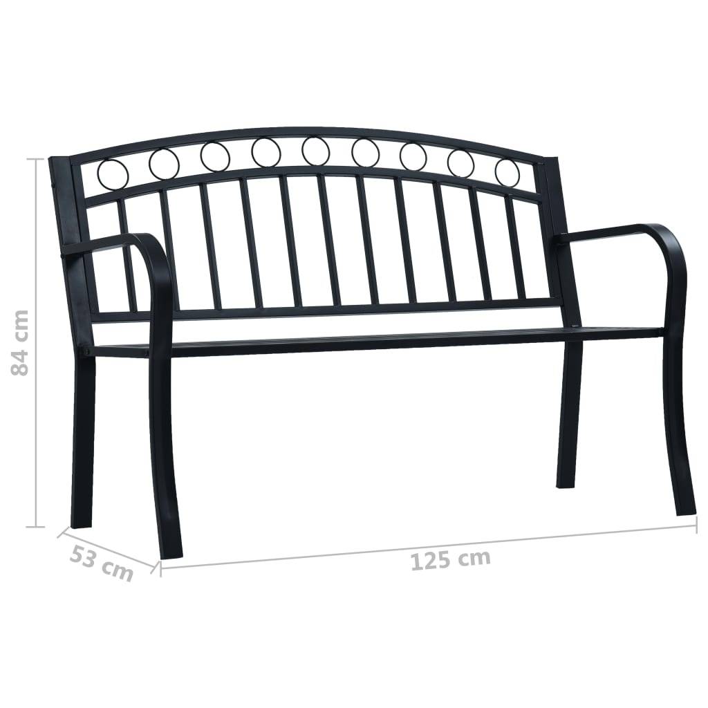 vidaXL Gartenbank 125 cm Schwarz Stahl