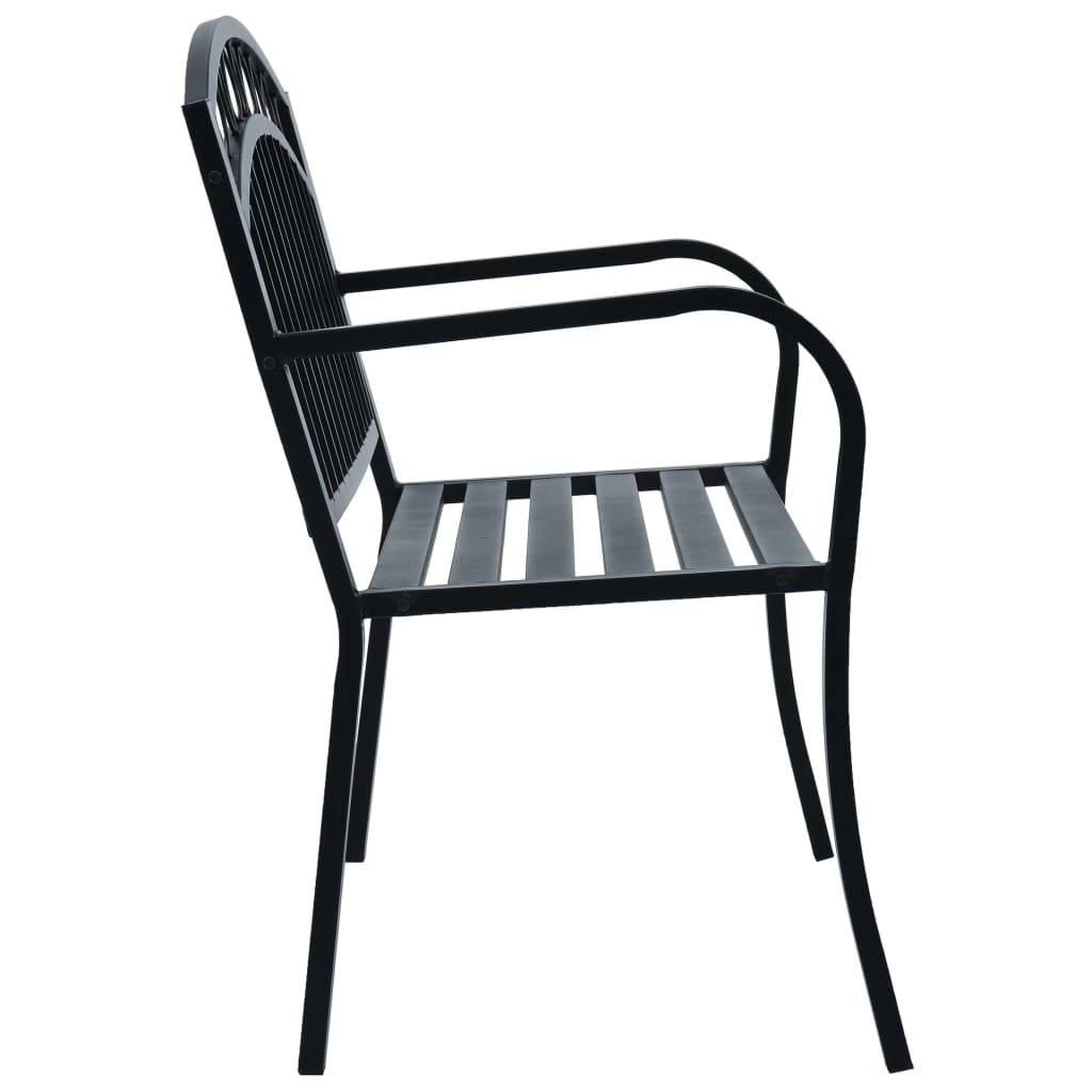 vidaXL Gartenbank 125 cm Schwarz Stahl