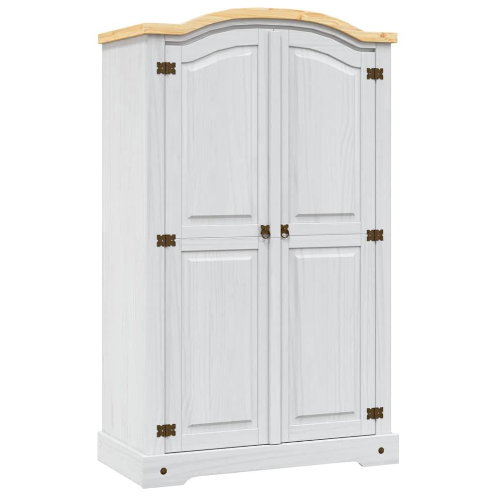 vidaXL Kleiderschrank Mexiko-Stil Kiefernholz 2 Türen Weiß