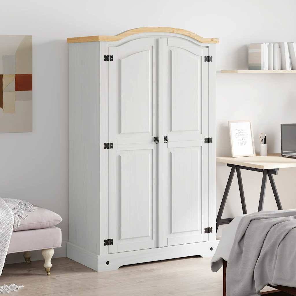 vidaXL Kleiderschrank Mexiko-Stil Kiefernholz 2 Türen Weiß