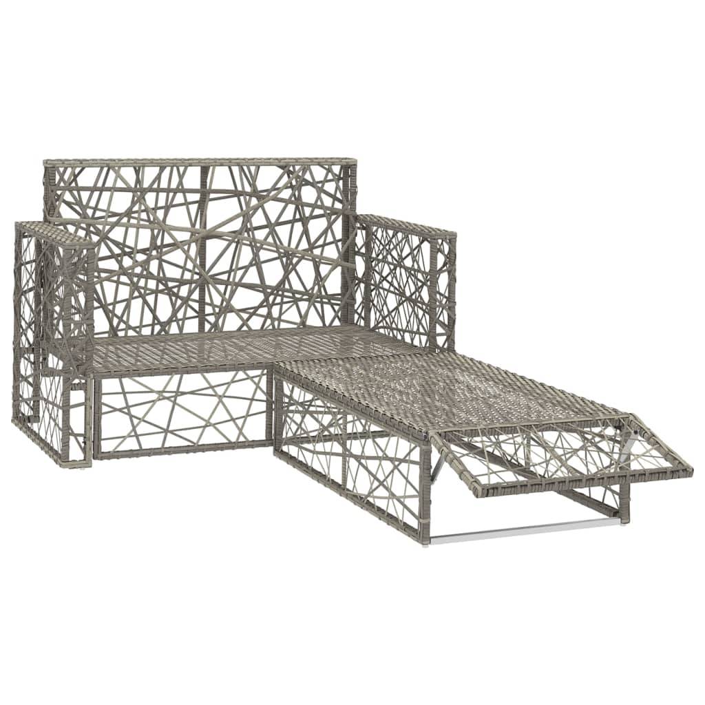 vidaXL 2-tlg. Garten-Lounge-Set mit Auflagen Poly Rattan Grau