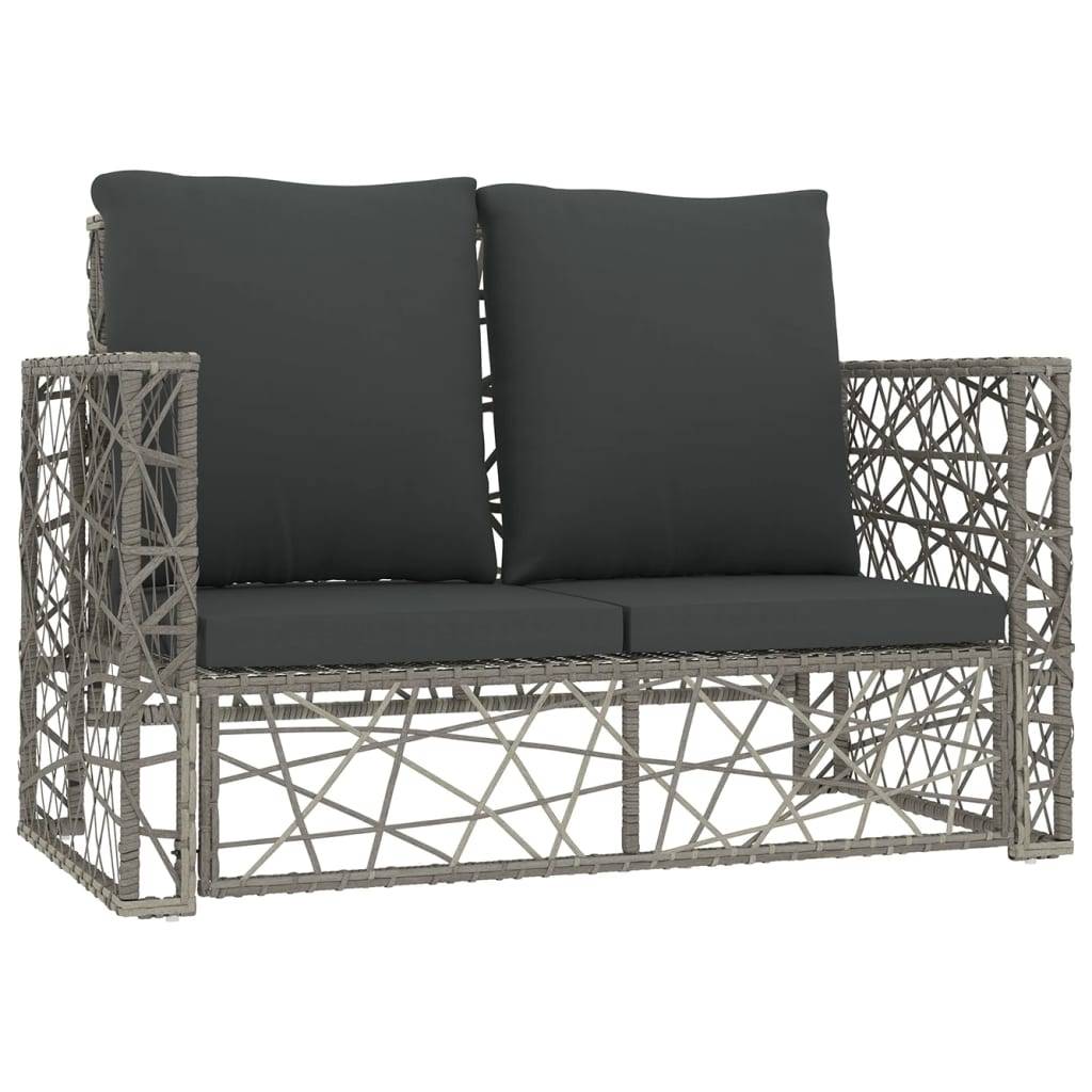 vidaXL 2-tlg. Garten-Lounge-Set mit Auflagen Poly Rattan Grau