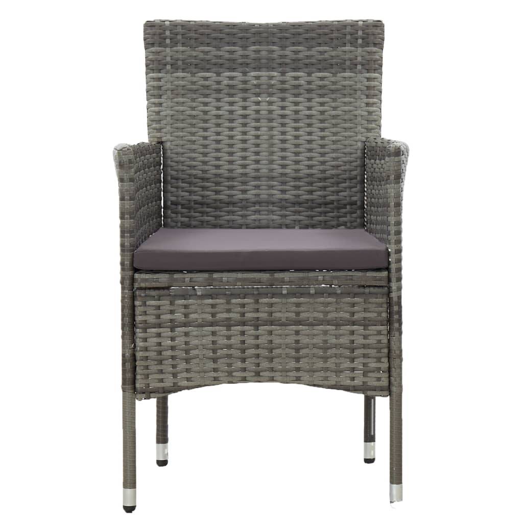 vidaXL Garten-Essstühle 2 Stk. Poly Rattan Grau