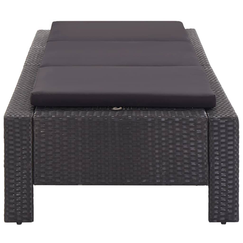 vidaXL Sonnenliege mit Auflage Schwarz Poly Rattan