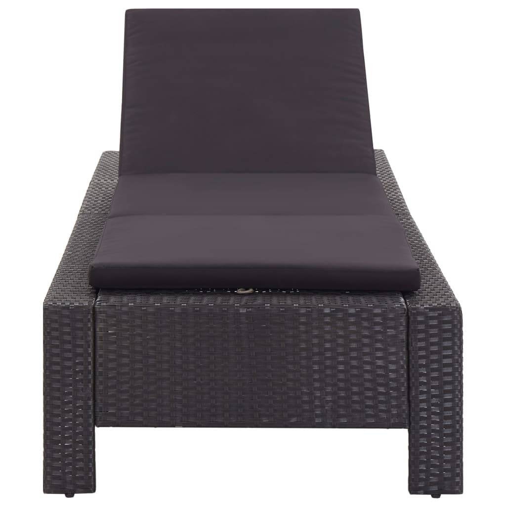 vidaXL Sonnenliege mit Auflage Schwarz Poly Rattan