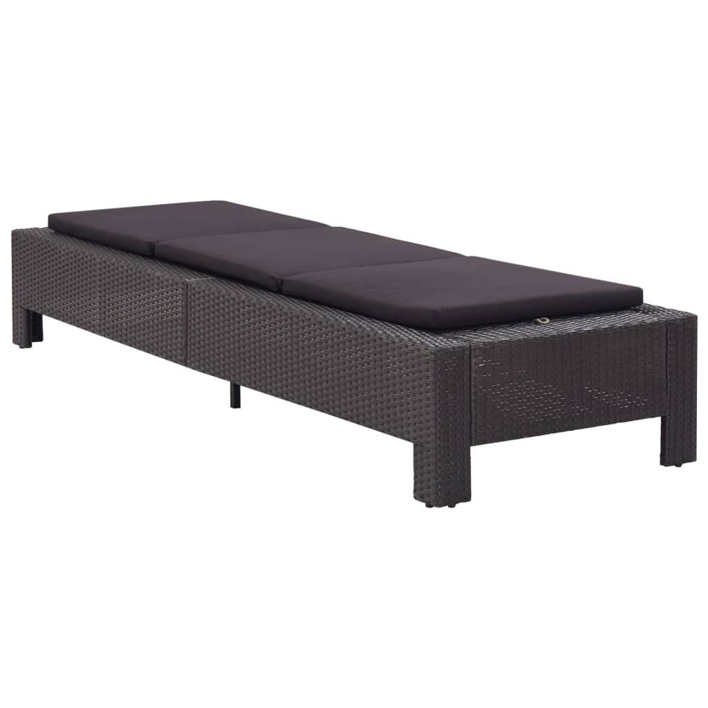 vidaXL Sonnenliege mit Auflage Schwarz Poly Rattan