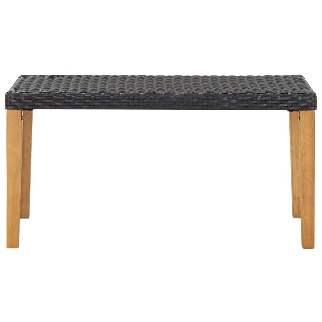 vidaXL Gartenbank 120 cm Schwarz Poly Rattan und Massivholz Akazie