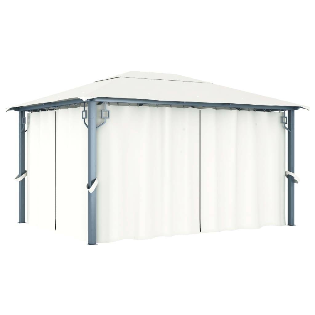 vidaXL Pavillon mit Vorhängen 400 x 300 cm Creme Aluminium