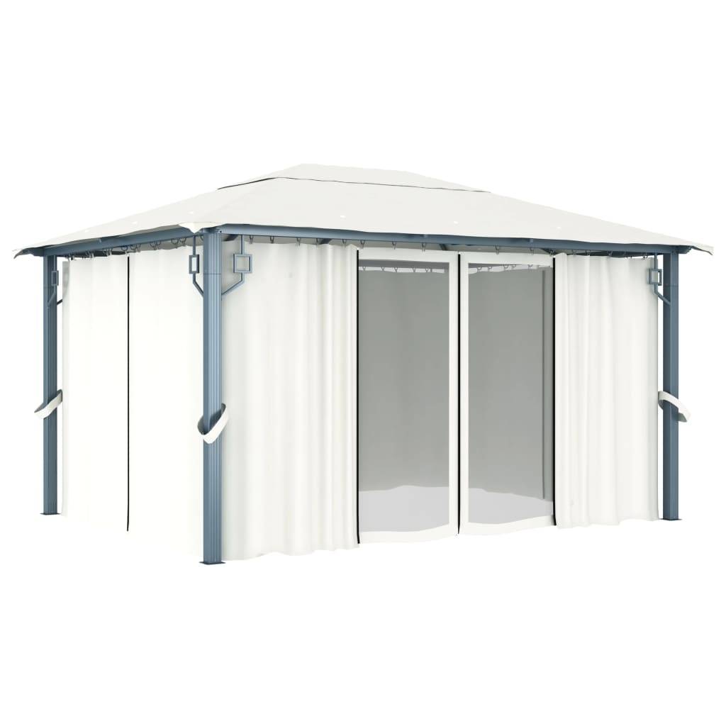 vidaXL Pavillon mit Vorhängen 400 x 300 cm Creme Aluminium