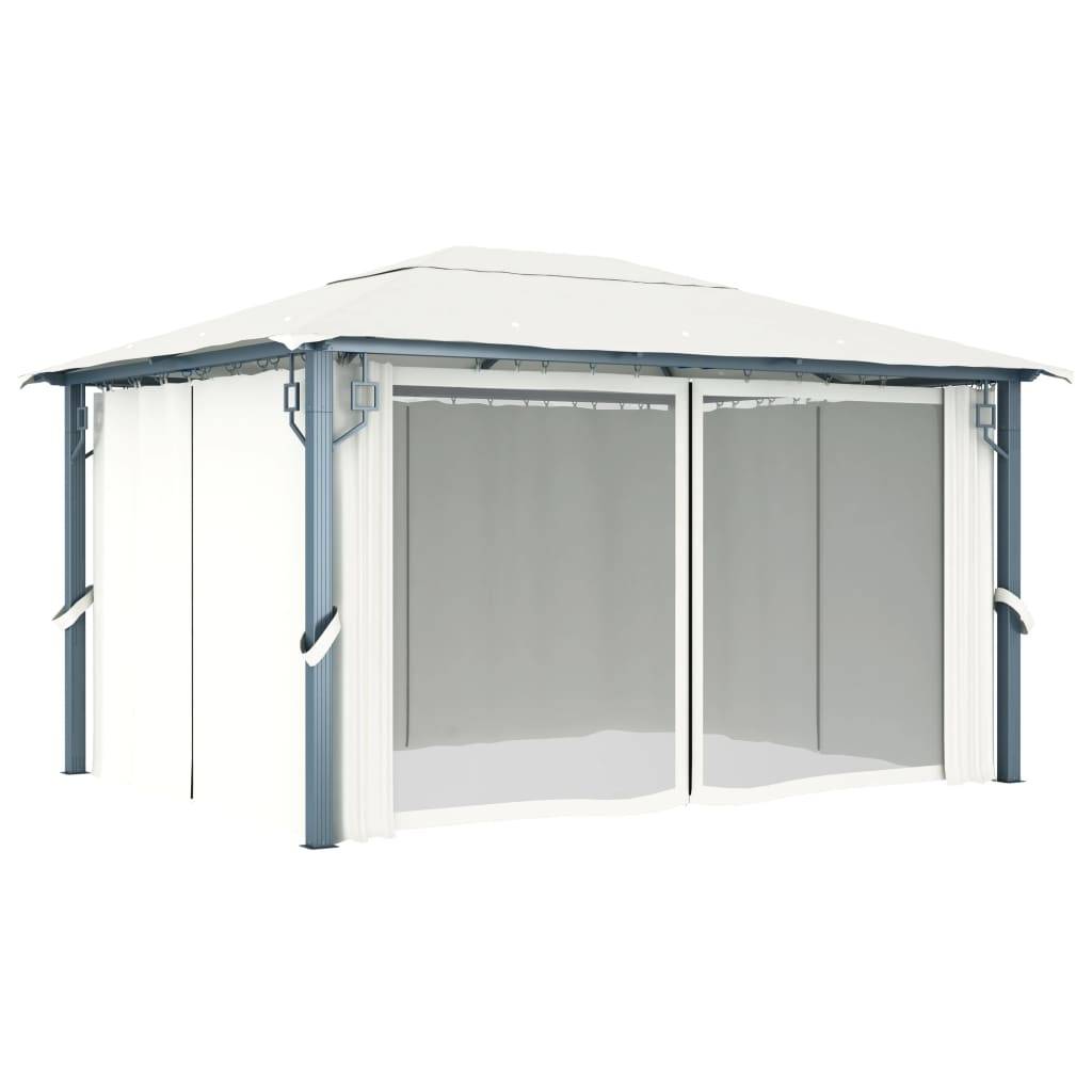 vidaXL Pavillon mit Vorhängen 400 x 300 cm Creme Aluminium