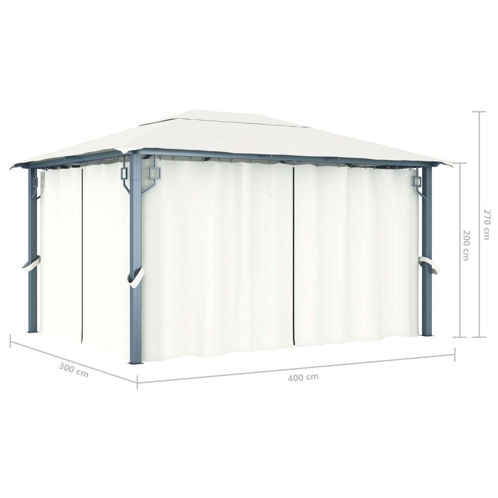 vidaXL Pavillon mit Vorhängen 400 x 300 cm Creme Aluminium